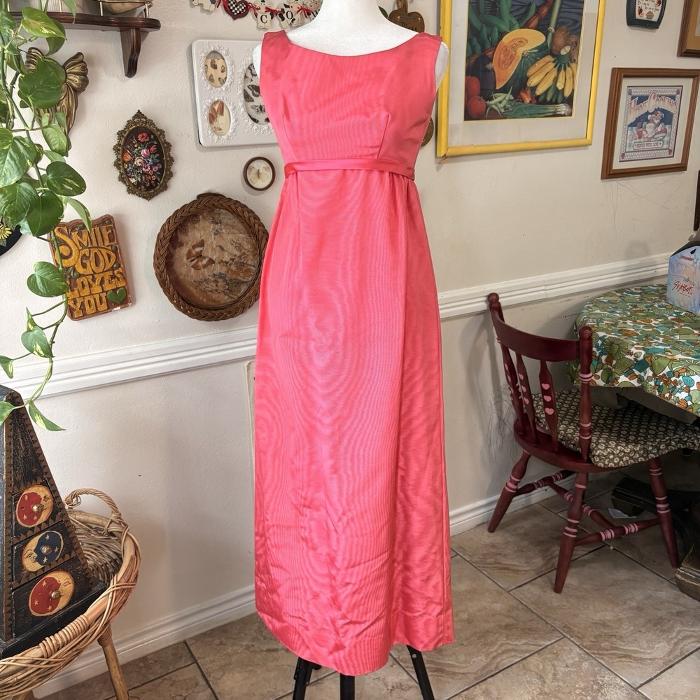 Vtg 60s Emma Domb MidCentury Empire Waist Evening Formal Dress Size 5 Union Made